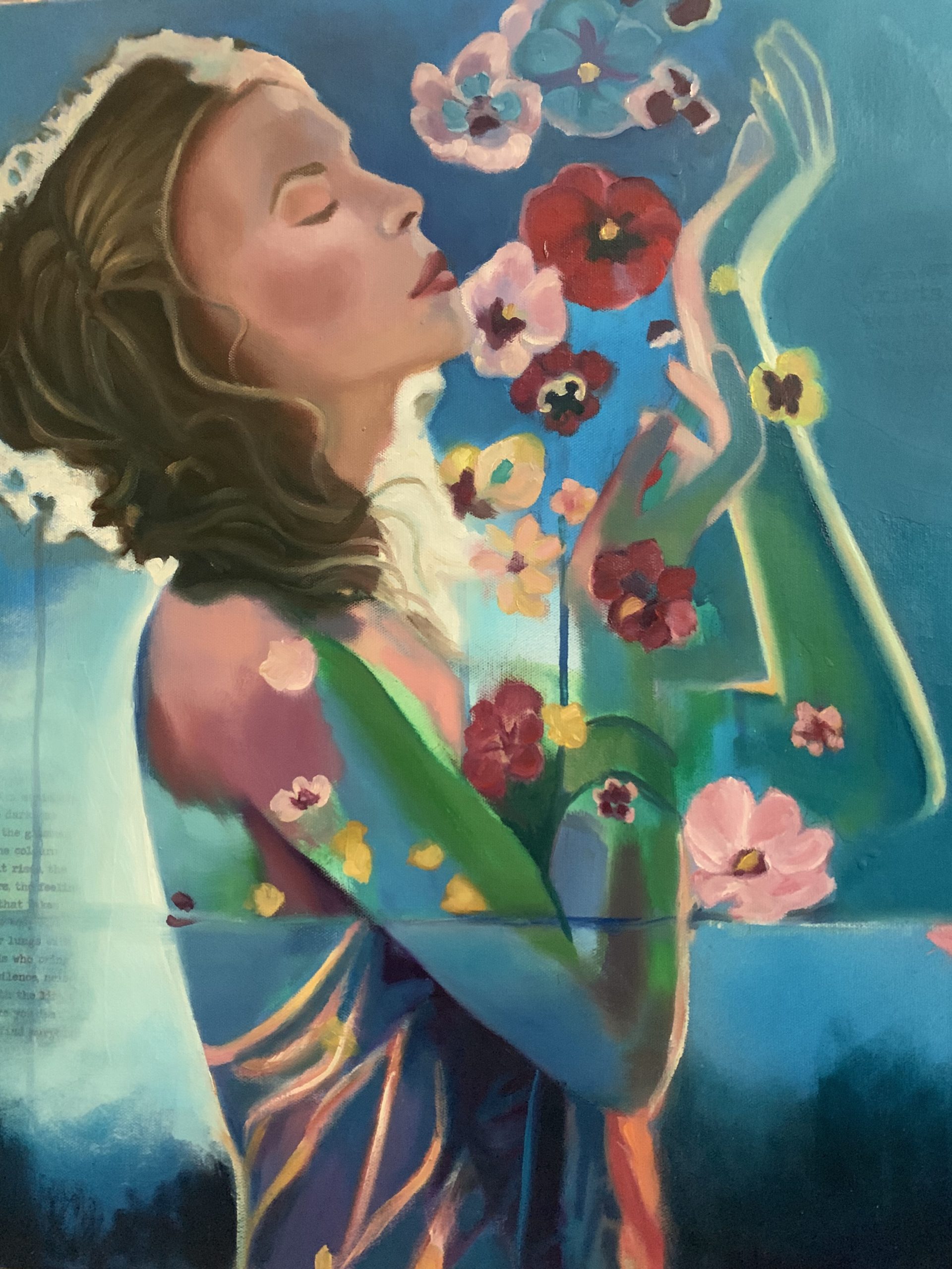 Jo Crossman - Secret Garden - Original Acrylic Art on Canvas Tote Bag