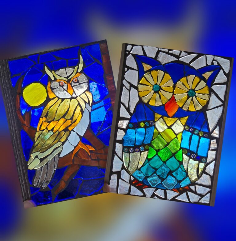 Owl Glass on Glass Framed Art